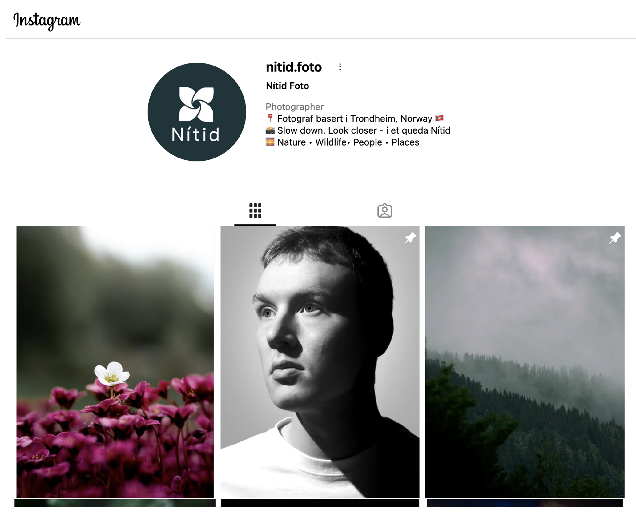 The Nítid Instagram profile, @nitid.foto